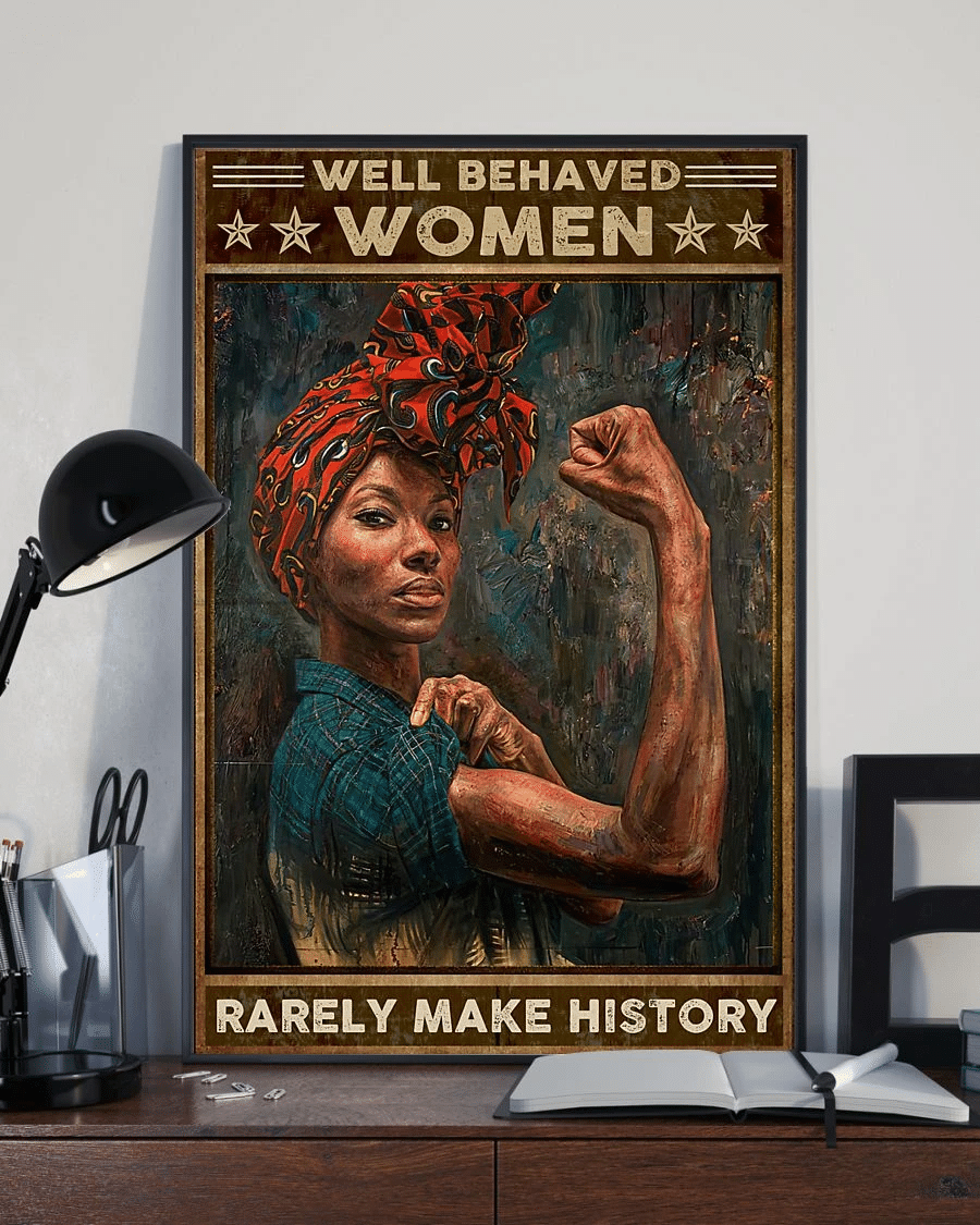 Afro Woman Black Girl Poster Canvas – Gift For Black Woman Black Boho Woman Home Decor Wall Art Well Behaved Women Evg81051