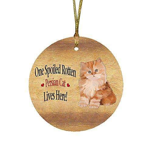 Red Persian Kitten Spoiled Rotten Cat Round Christmas Ornament