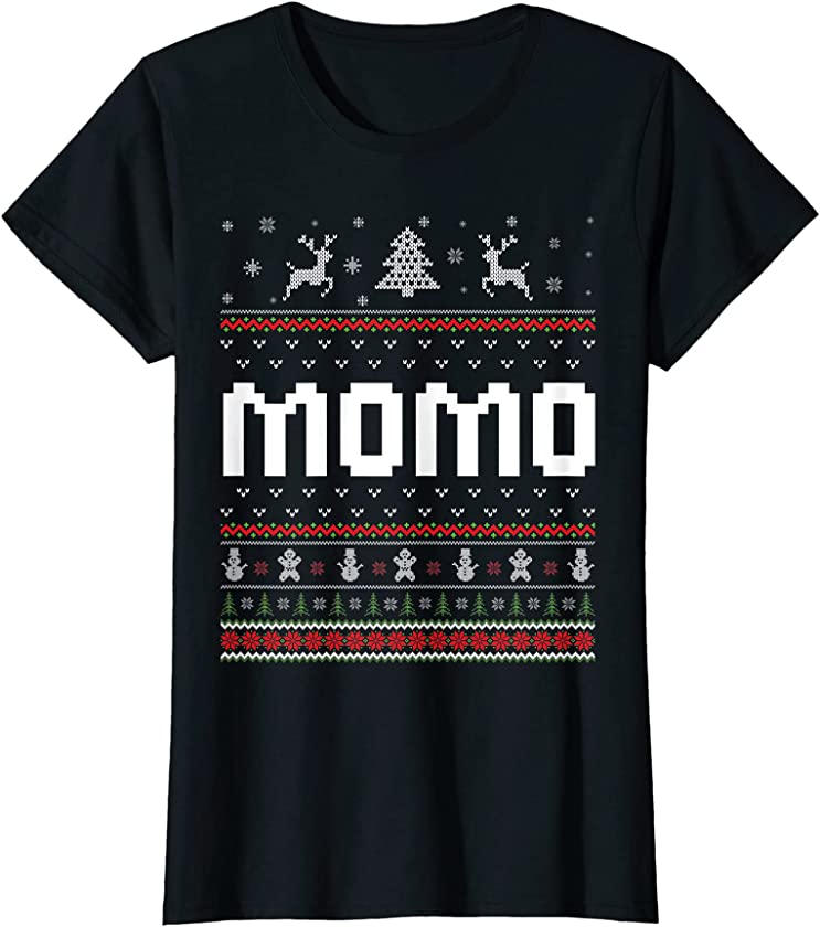 Womens Momo Ugly Holiday Party Matching Ugly Christmas Sweater T-Shirt