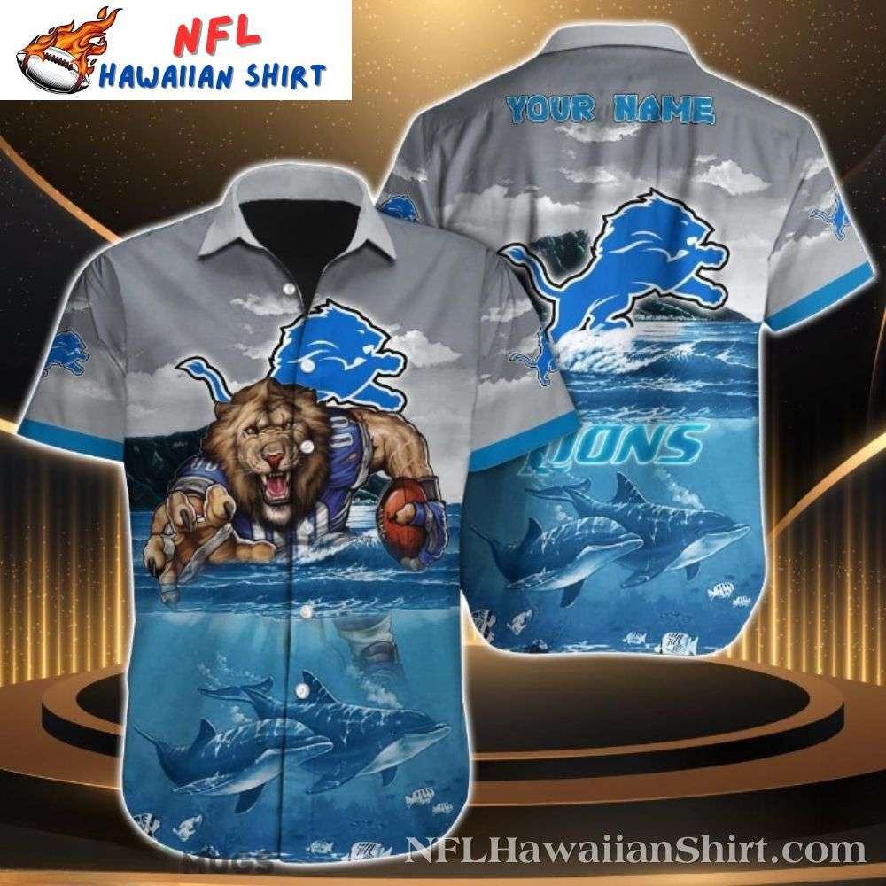 Gridiron Growl Detroit Lions Hawaiian Shirt  Fierce Mascot Design