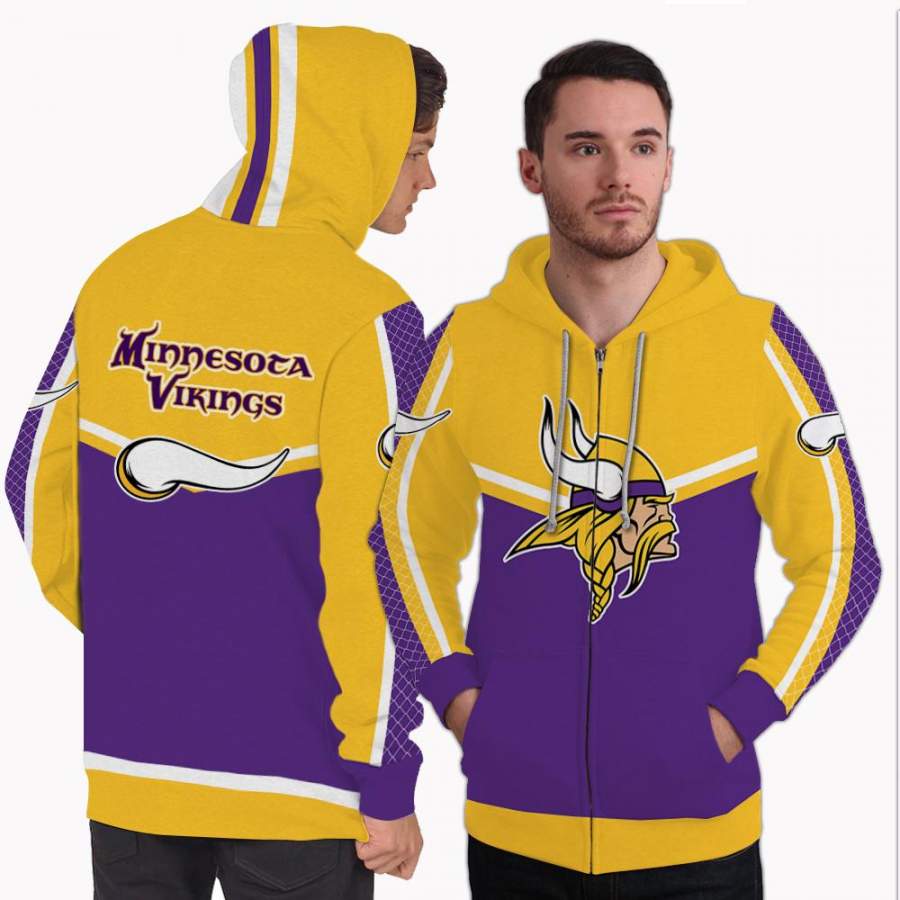 Fashion Gorgeous Fitting Minnesota Vikings Zip Hoodie