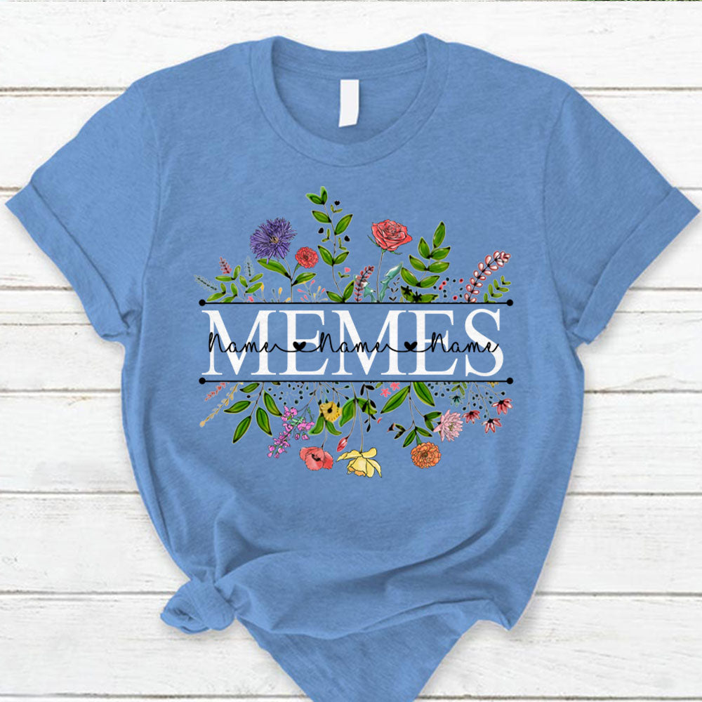 Personalized Wildflowers Memes And Grandkids Name Shirts For Memes