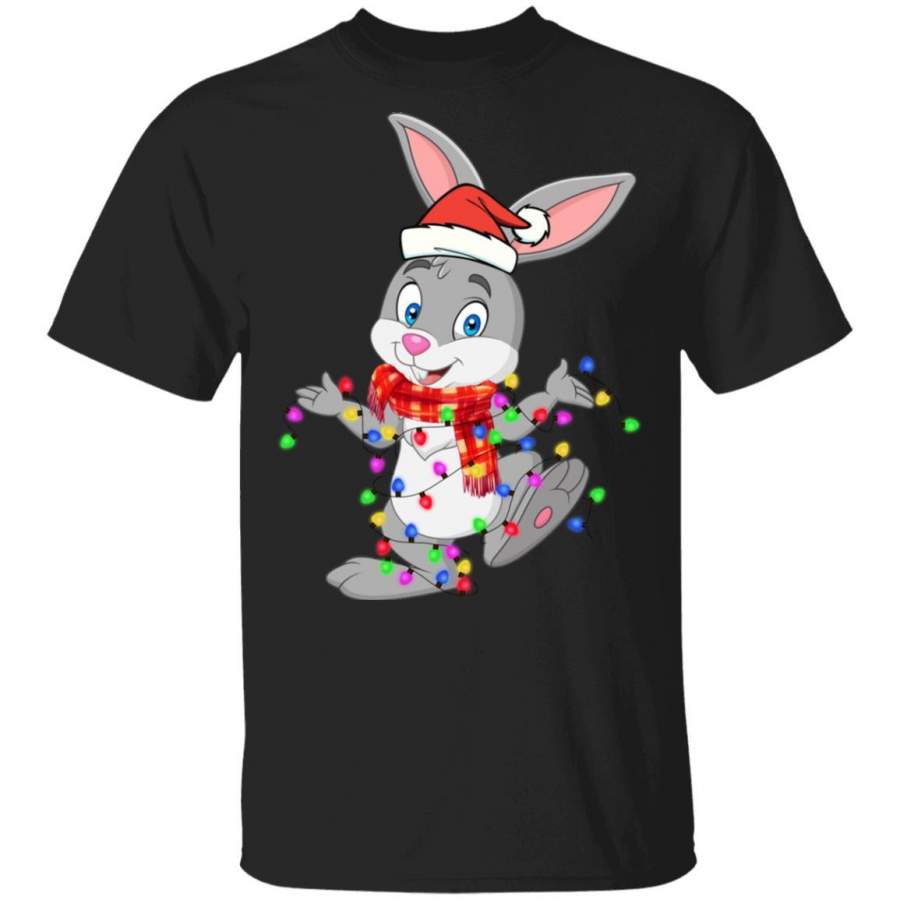 LUCY’S STYLE – Rabbit Christmas Style – Best gift for Rabbit’s lover on Christmas, cute Rabbit T-shirt on Christmas, Rabbit and Christmas led in Black T-shirt