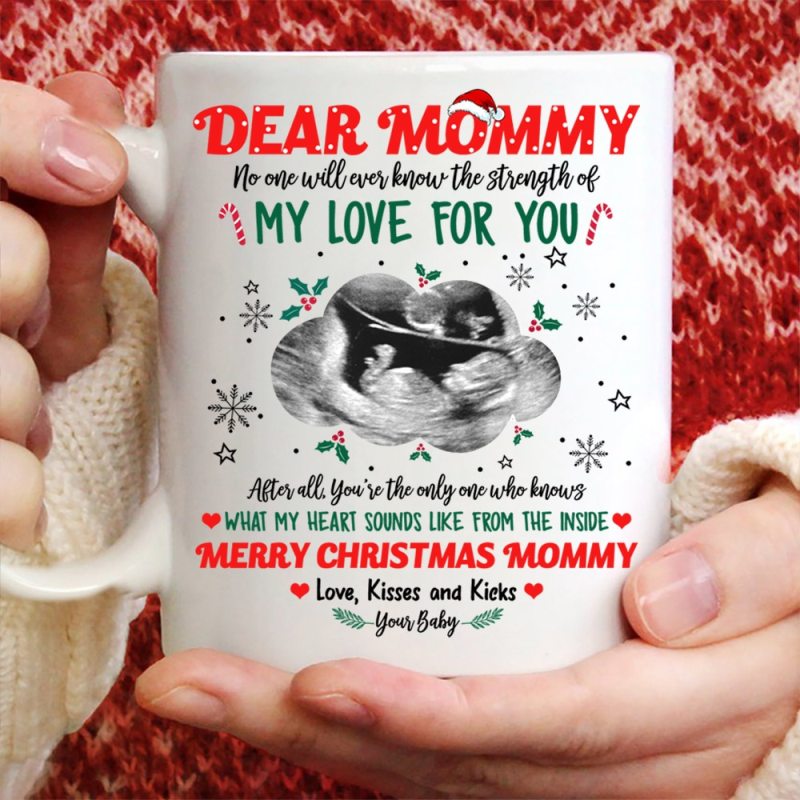 What My Heart Sounds Like From The Inside Personalized Mug With Sonogram, Gift For New Mom