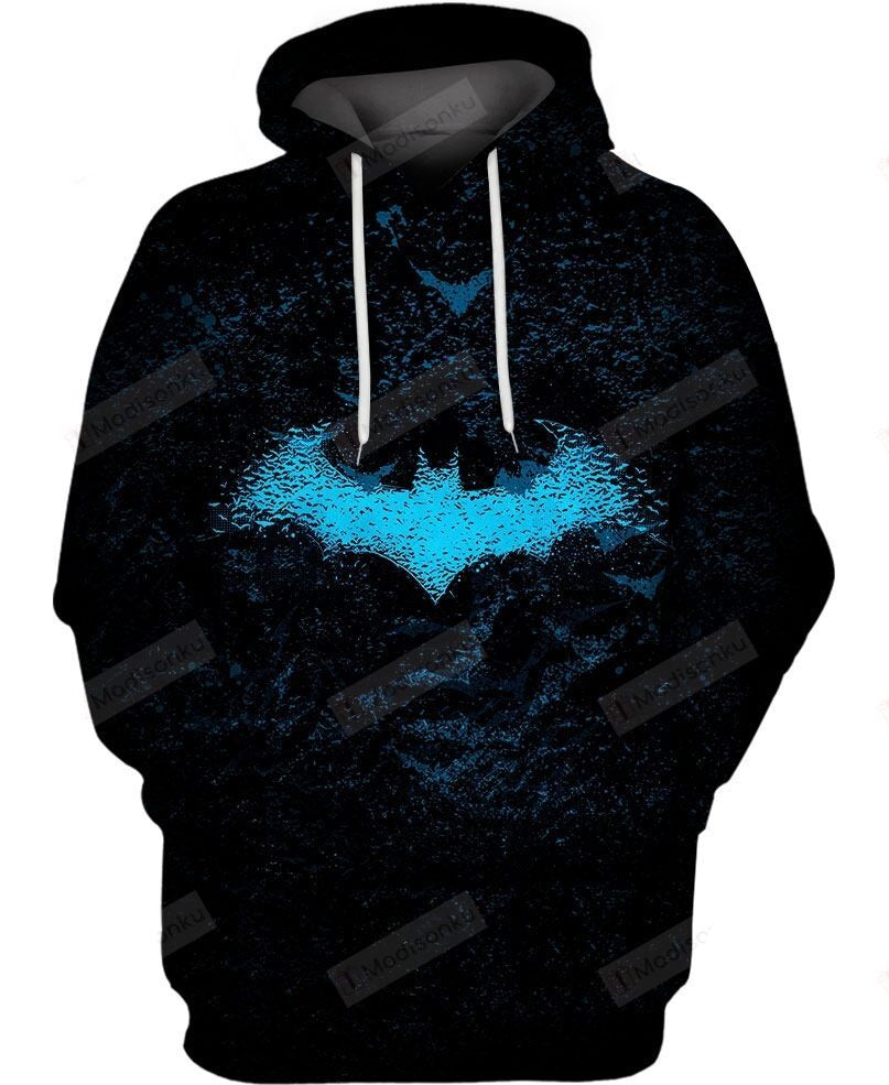 Unifinz Batman Hoodie Batman Emblem Black Blue Hoodie 2022