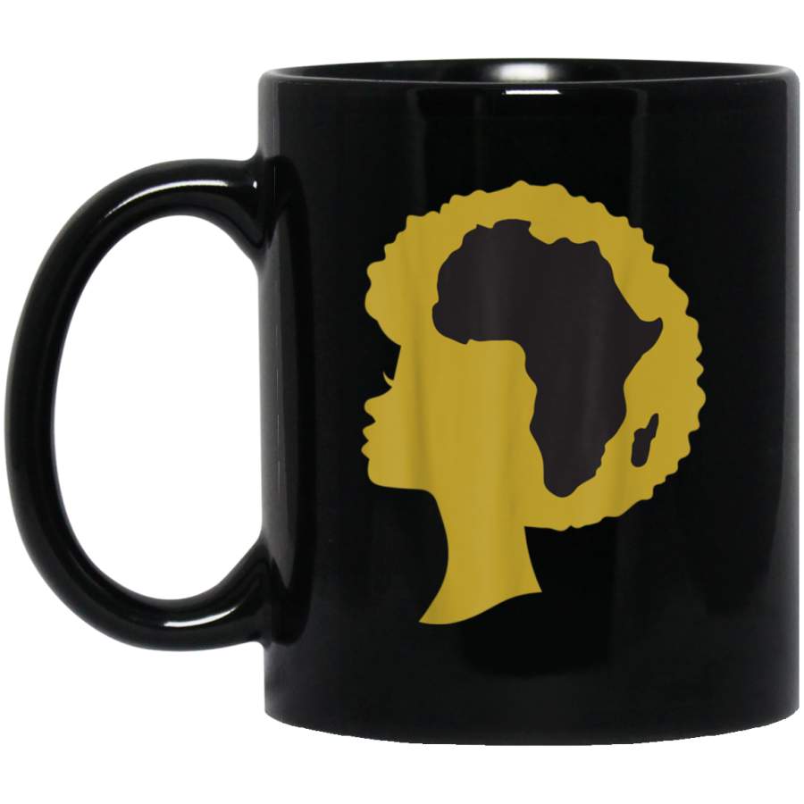 Woman Afro Hair Africa Map Black Pride Melanin Gift 2020 Black Mugs