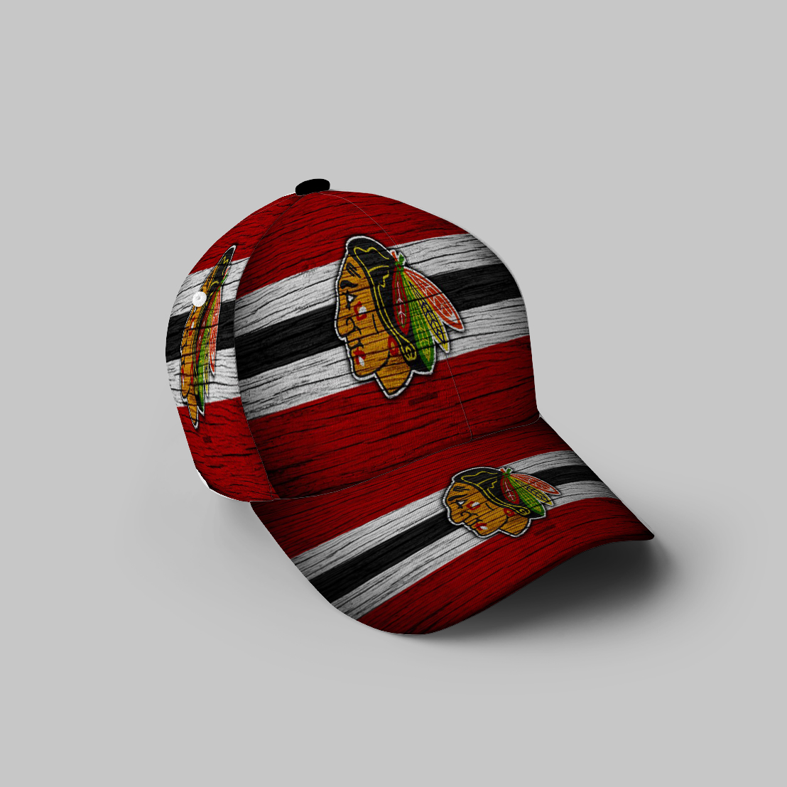 Chicago Blackhawks Emblem Wood2 3D Printing Baseball Cap Classic Hat