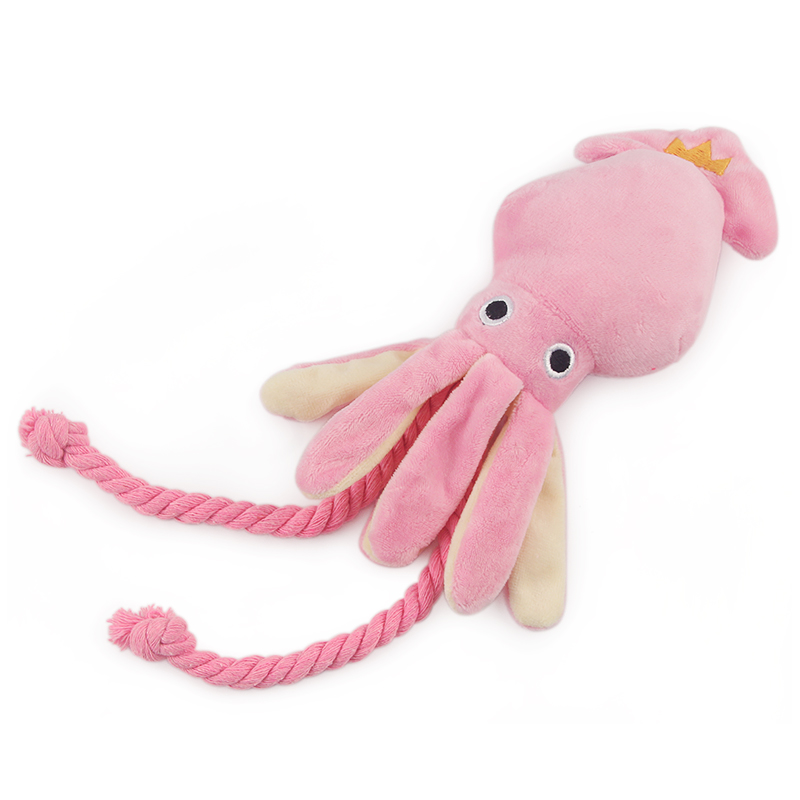 Squid Puppy Dog Toy Octopus Lovely BB Plush Pet Puppy Rope Cleaning Teeth Toys Pink Chew Squeak Toys For Small Dog Pet Supplies alx