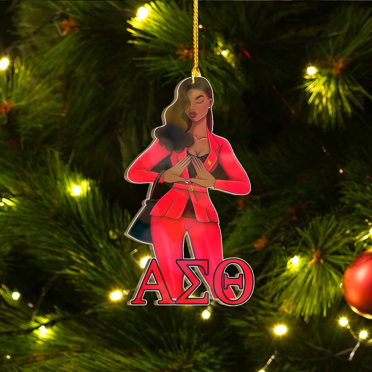 Getteestore Ornament – Delta Sigma Theta Lady Custom Shape Ornament A31