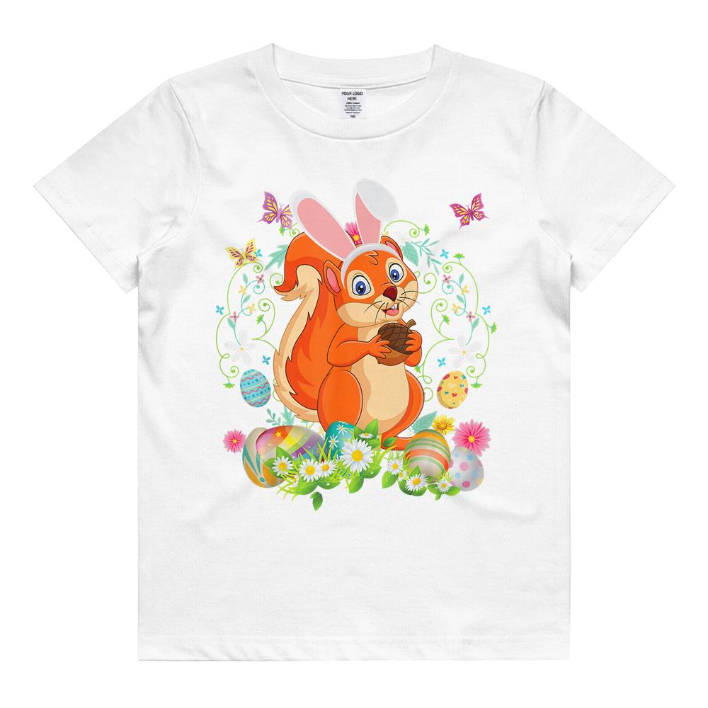 Bunny Squirrel Happy Easter Day Lover Egg Hunt Lovely Cute Kids T Shirt