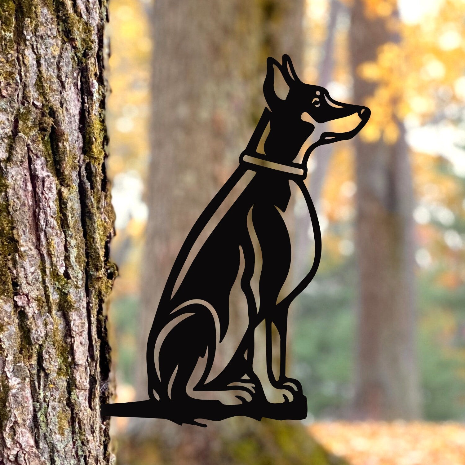 Metal Doberman Silhouette Puppy – Usa Steel Dog Sign Cutout – Rustic Outdoor Home & Garden Decor – Housewarming Gift For Dog Lovers