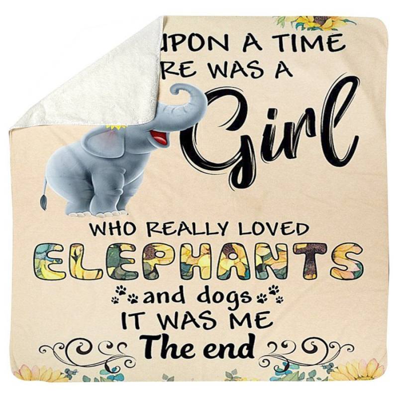 A Girl Who Loved Elephants And Dogs Sherpa Blanket