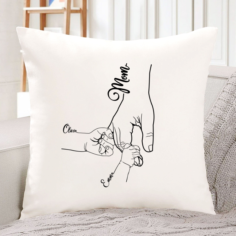 Hands Kids Mom, Birthday Gift, Mother’S Day Gift For Mom Indoor Pillow