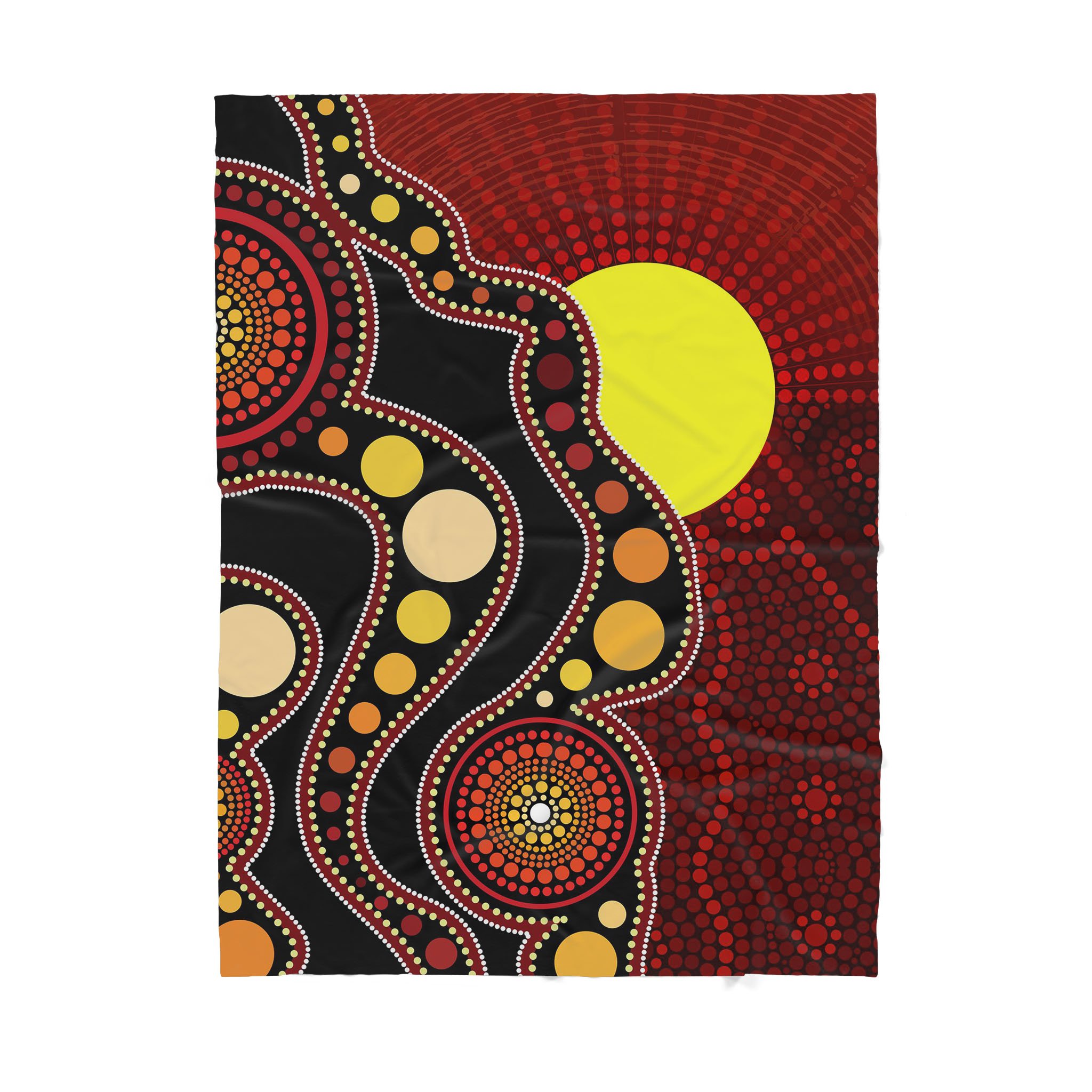 Australian Pattern Aboriginal Indigenous Flag Circle Dot Sun Sherpa Blanket