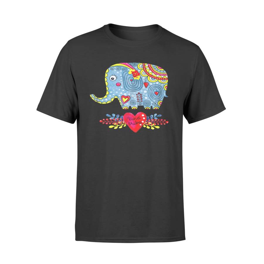 Kind Tribe Boho Elephant With Heart And Flowers T-Shirt