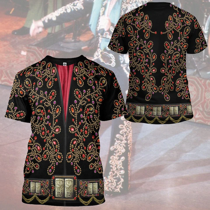 3D Elv Prl Black Spanish Red Flower Cosplay 3D T-Shirt Hoodie Apparel