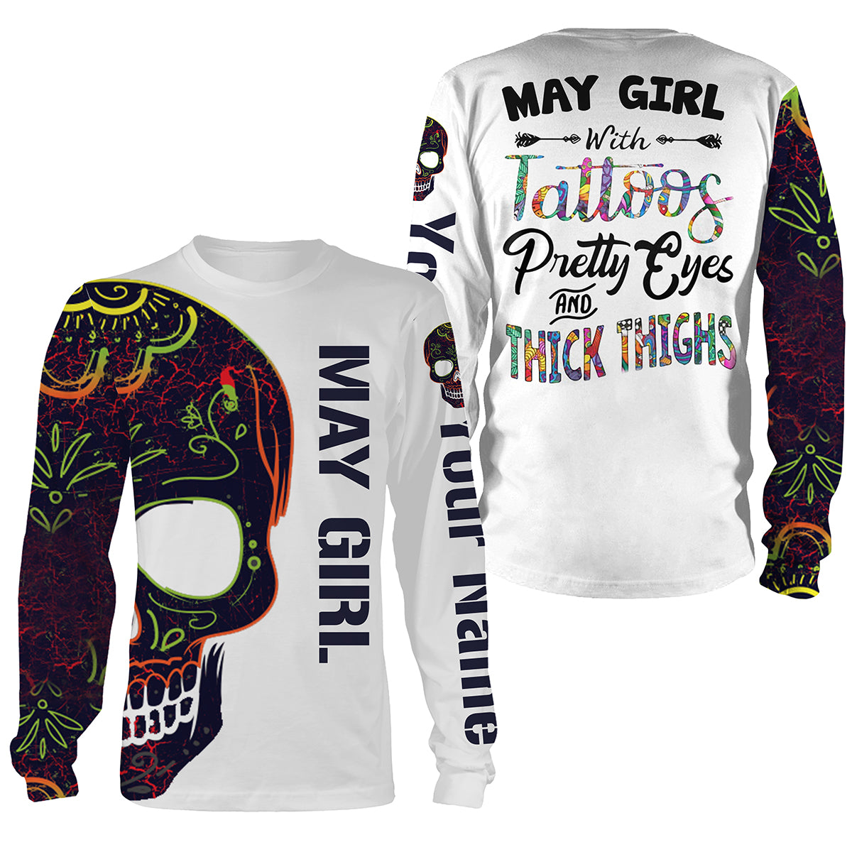 Skull May girl Custom Name 3D full printing shirts, hoodie Personalized May birthday gifts   Chipteeamz – FSD1635