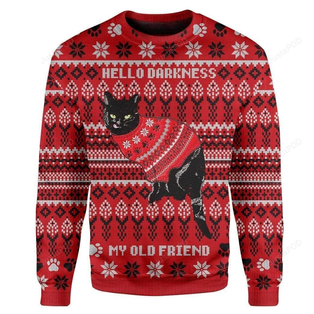 Black Cat Crew Neck Christmas Ugly Sweater