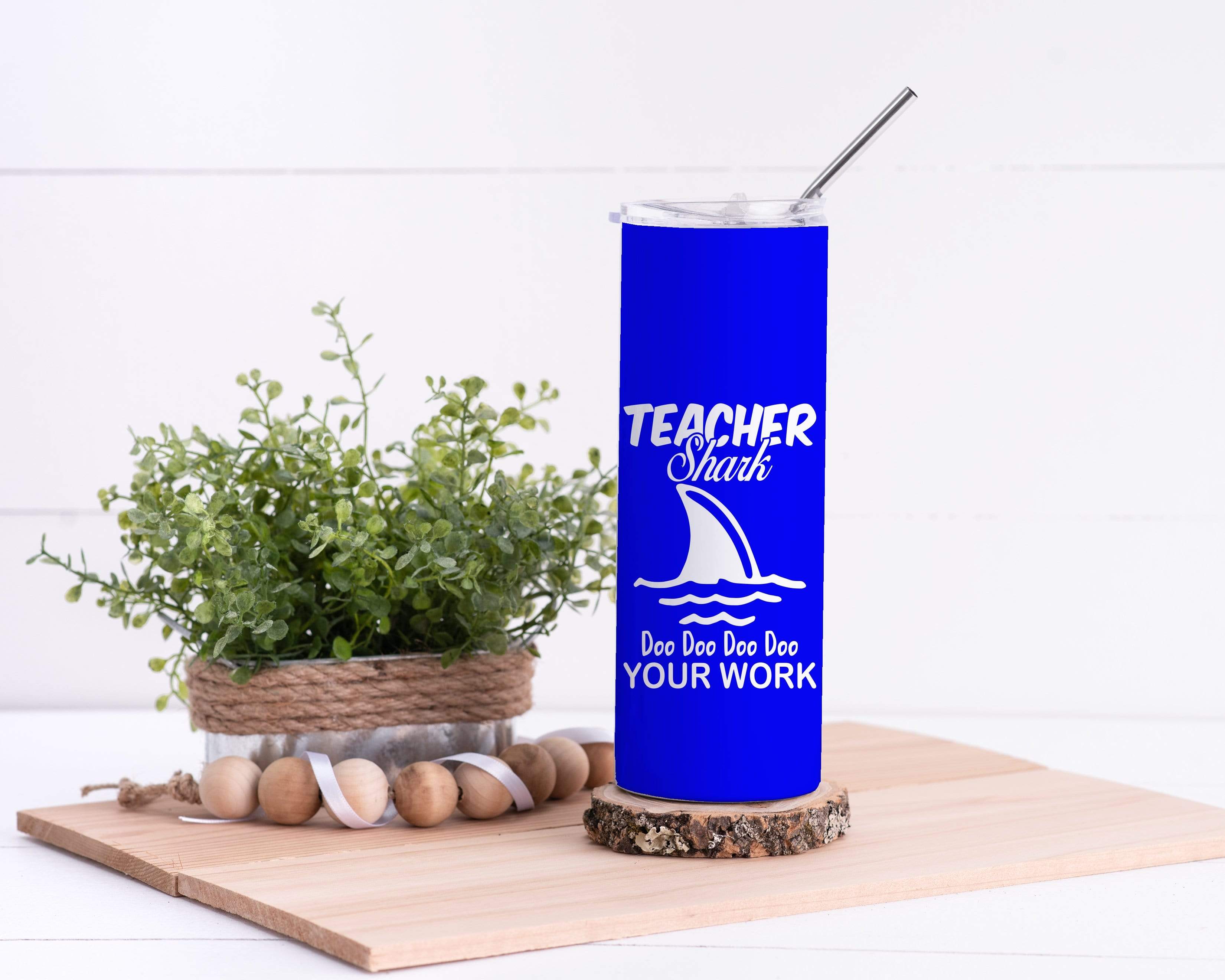 Teacher Shark Design Stainless Steel 20Oz Skinny Tumbler