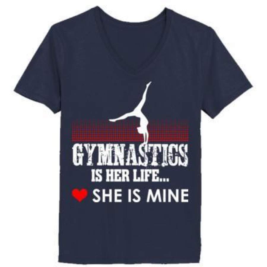 AGR Gymnastics Is Her Life She Is Mine – Ladies’ V-Neck T-Shirt