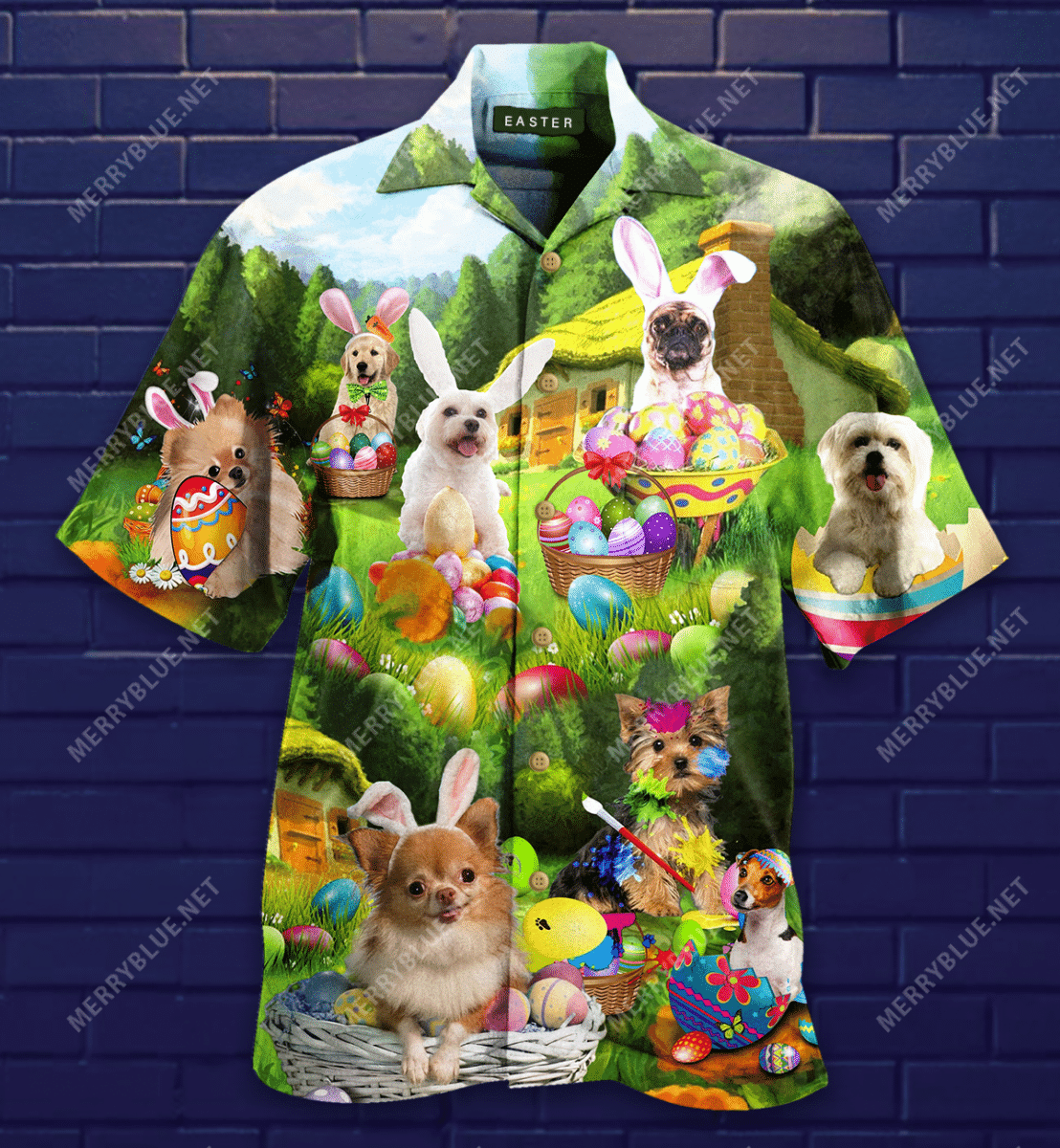 Beach Shirt Get Here The Great Gift Of Easter Is A Puppy Unisex Hawaiian Shirt