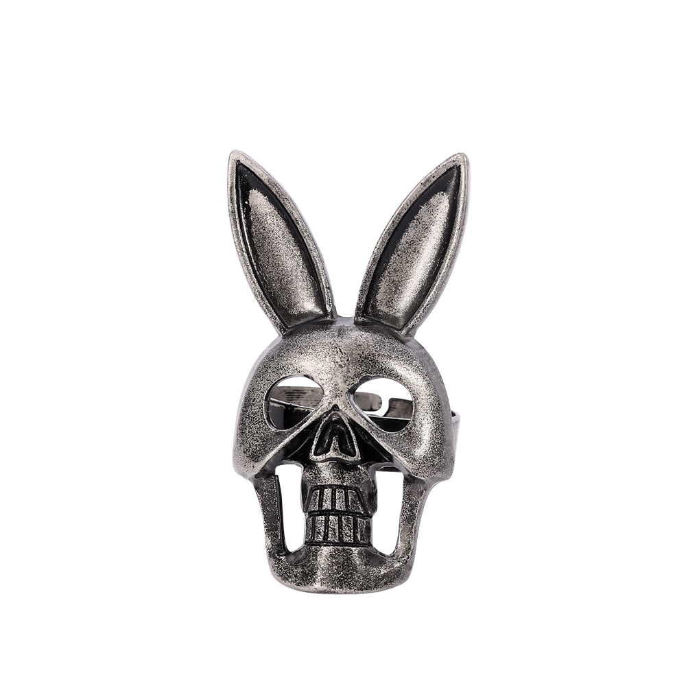 New Punk Rabbit Skull Ring Vintage Charm Animal Rabbit Skeleton Gothic Adjustable Ring 2 Size For Man Women Nightclub Jewelry alx