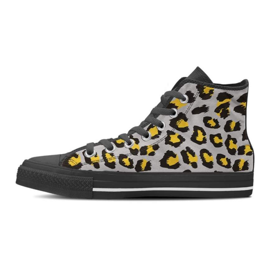 Grey Leopard Men’s High Top Shoes