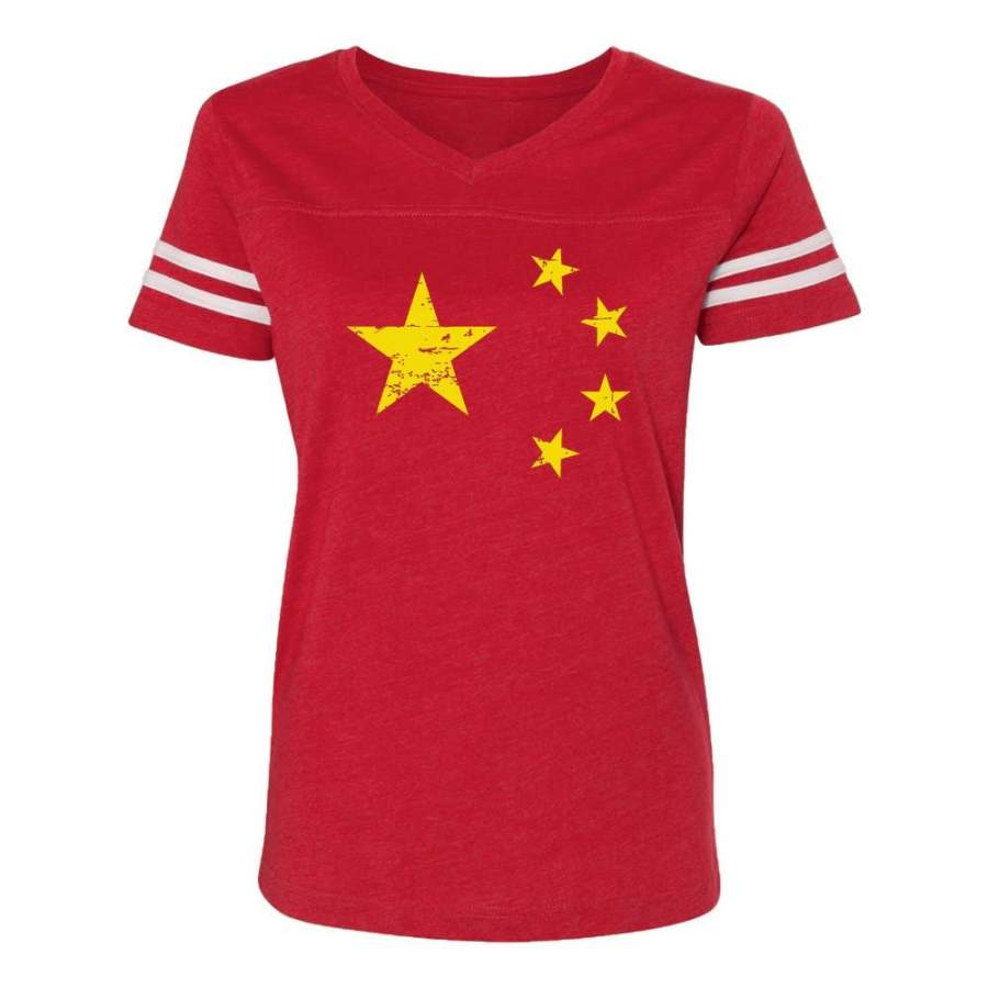 Vintage China Flag Women Football Jersey T-Shirt