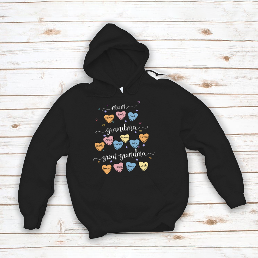 Mom Grandma And Great Grandma Hearts Hoodie