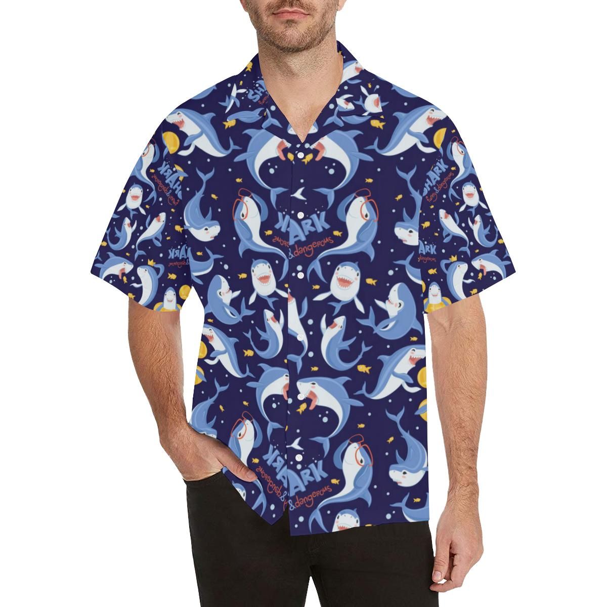 Shark Funny Pattern All Over Print Hawaii Shirt Ha82920