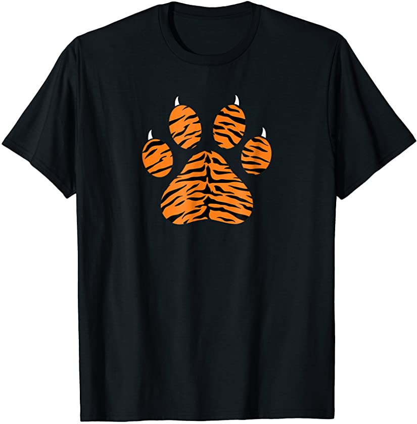 Tiger Print Paw T Shirt Tiger Stripes Fierce Jungle