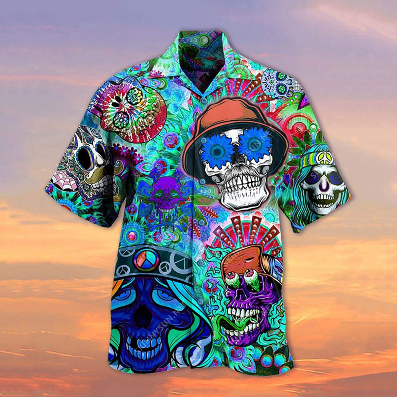 Skull Loose Blue Awesome Design Unisex Hawaii Shirt For Men And Women Ha52018