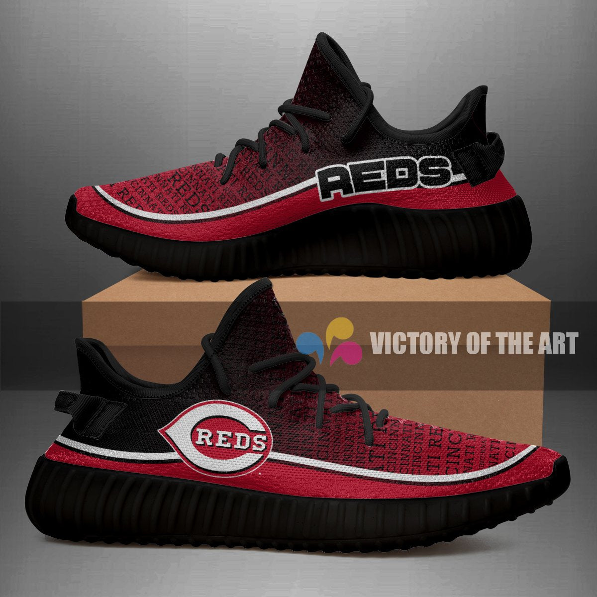 Colorful Line Words Cincinnati Reds Yeezy Shoes