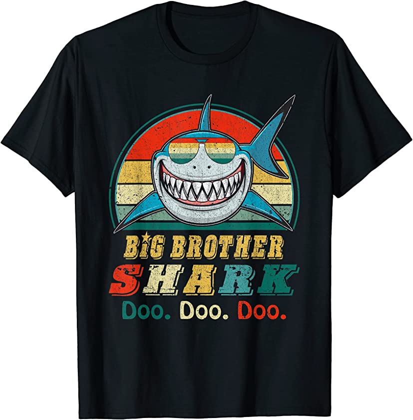 Vintage Retro Big Brother Shark Funny Family gift for Father T-Shirt