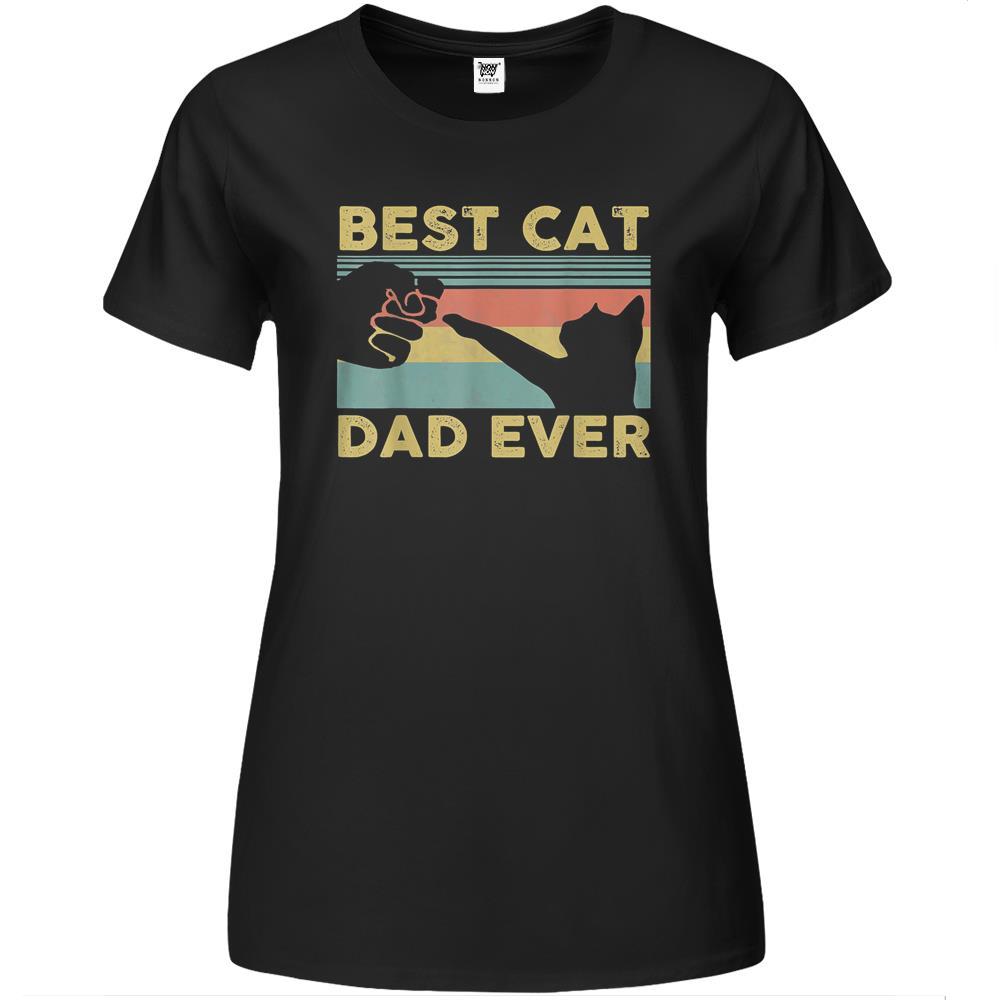 Best Cat Dad Ever Tee Funny Cat Daddy Father Vintage Premium Womens Tshirts