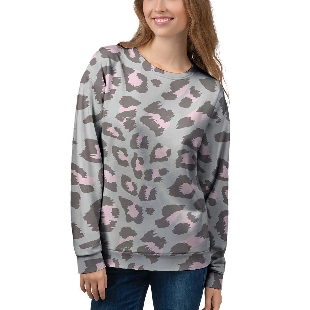 Grey And Pink Leopard Women’S Sweatshirt