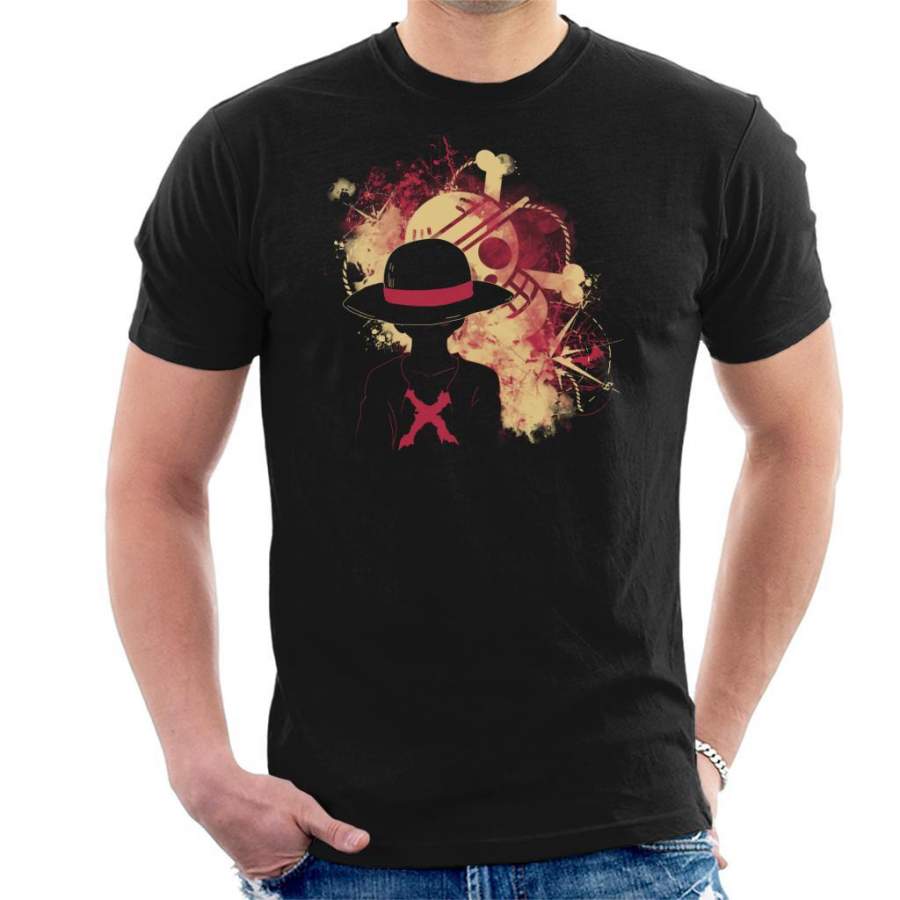 One Piece Straw Hat Skull Silhouette Men’s T-shirt