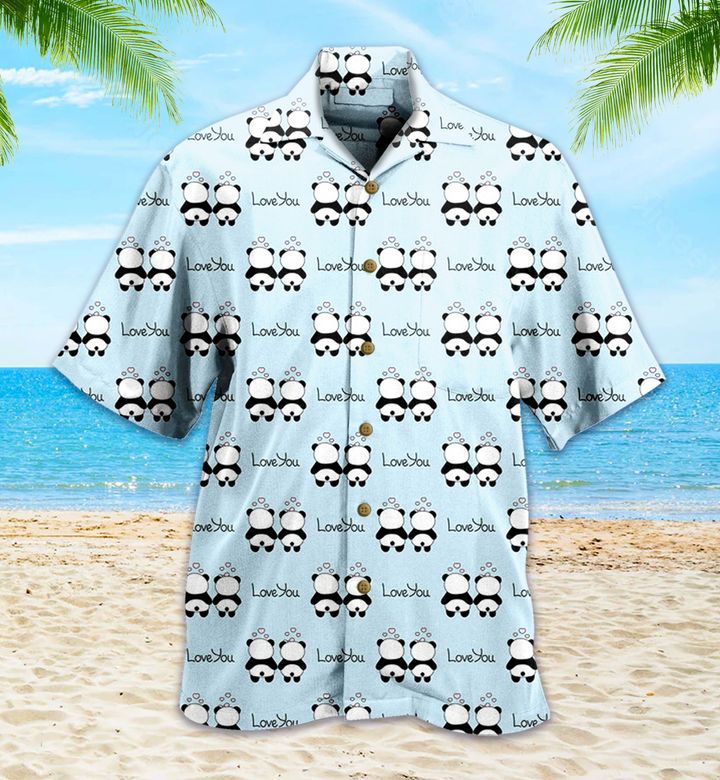 Panda Blue Love You 3D Hawaiian Shirt