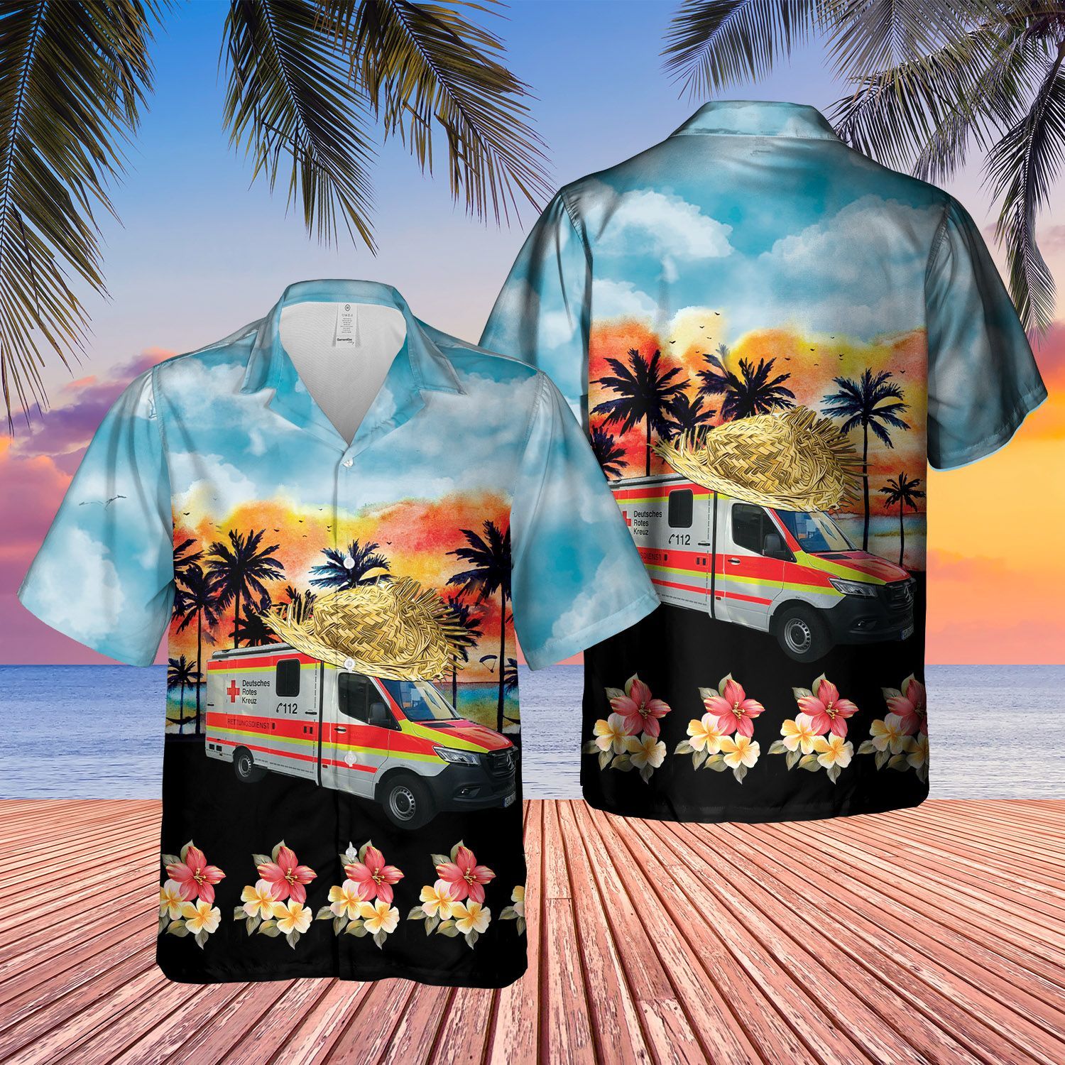 German Ambulance Drk Blue Unique Design Unisex Hawaii Shirt For Men And Women Ha95918