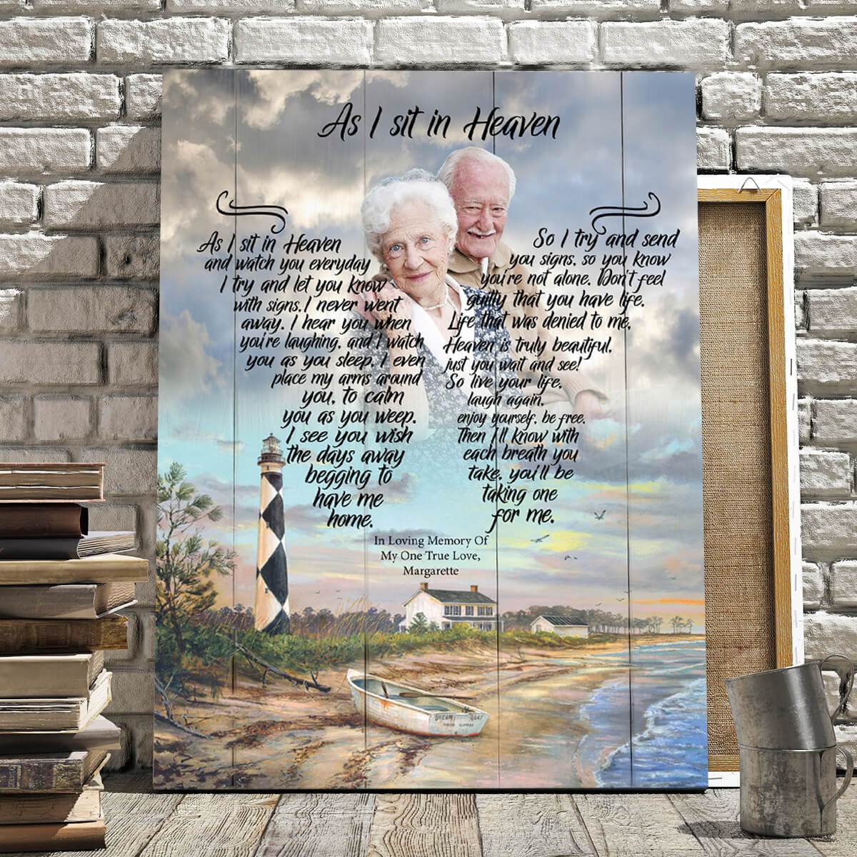 As I Sit In Heaven – Shorely Blessed, Personalized Photo Memorial Poster Canvas, Gift For Family Gift for Remembrance Home Decor Wall Art Visual Art