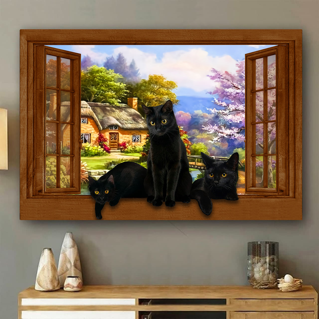 Black Cats 3D Wall Art Painting Art Cats Lover Home Decoration Gift Idea Mother Day