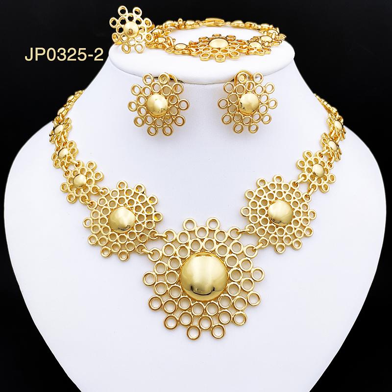 African Gold Plated Jewelry Set Women Necklace Earrings Designed For Beautiful Stylish Women alx