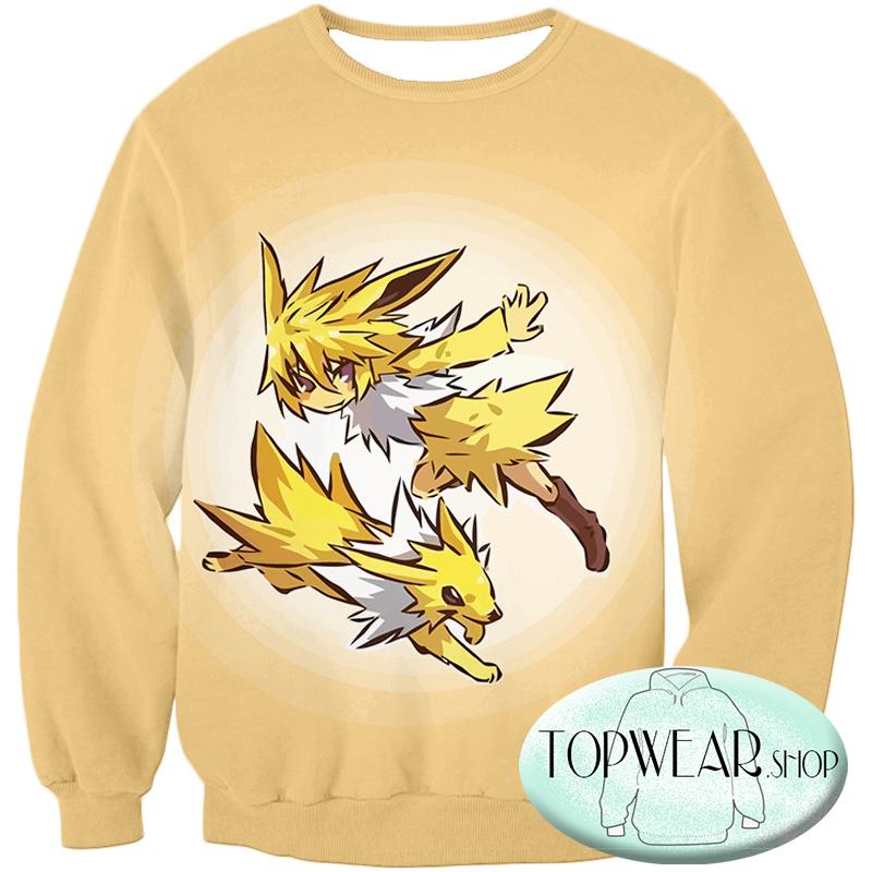Pokemon Sweatshirts - Pokemon Jolteon And Trainer Sweatshirt