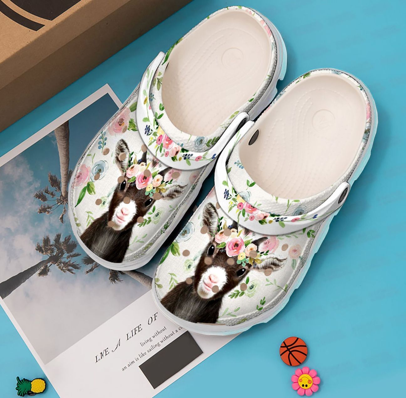 Goat Personalized Clog, Custom Name, Text, Color, Number Fashion Style For Women, Men, Kid, Print 3D Baby Goat With Flower