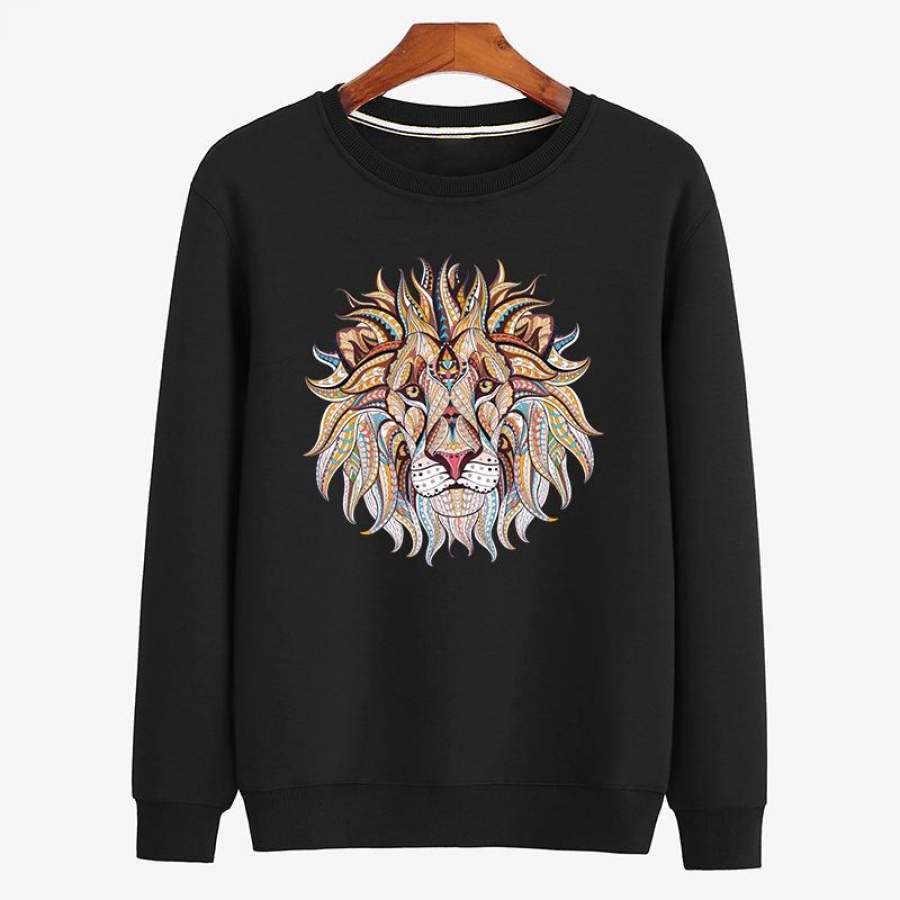 Unisex Cool Lion Cotton Sweatshirt Pop Lion Winter Sweatshirt for Adult