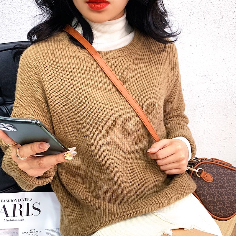 Autumn Winter O-Neck Cashmere Sweater Women Pullover Sweater Casual Basic Jumper Knitted Sweater Loose Tops alx