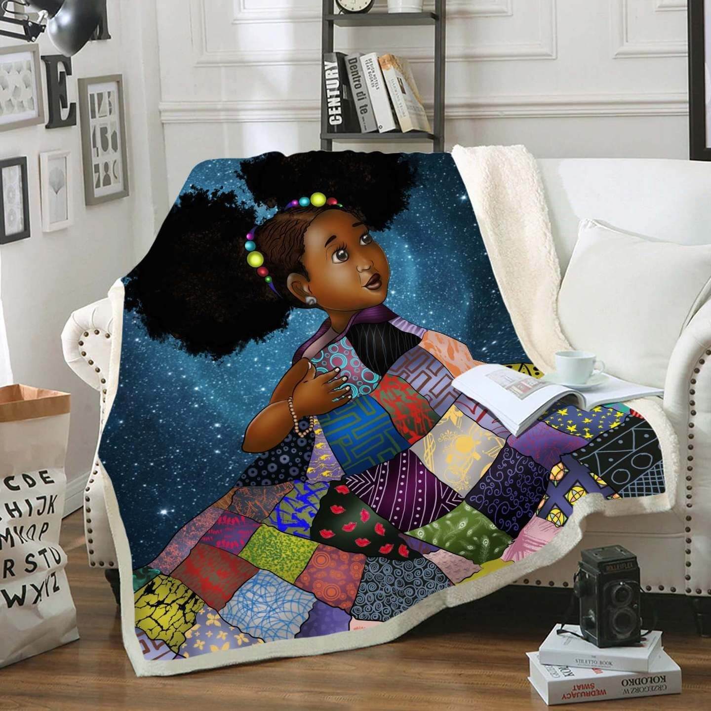 African American Blanket Art African Black Daughter Fleece Blanket Melanin Poppin Adorable Daughter Fleece Blanket