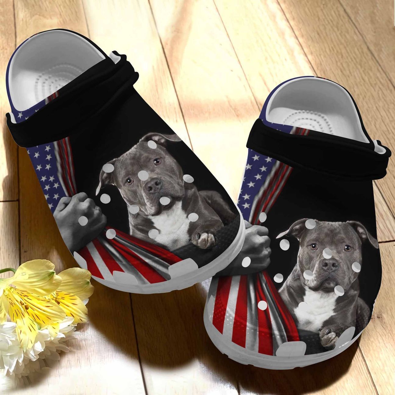 Pitbull Personalize Clog, Custom Name, Text, Fashion Style For Women, Men, Kid, Print 3D Whitesole Pitbull Lover