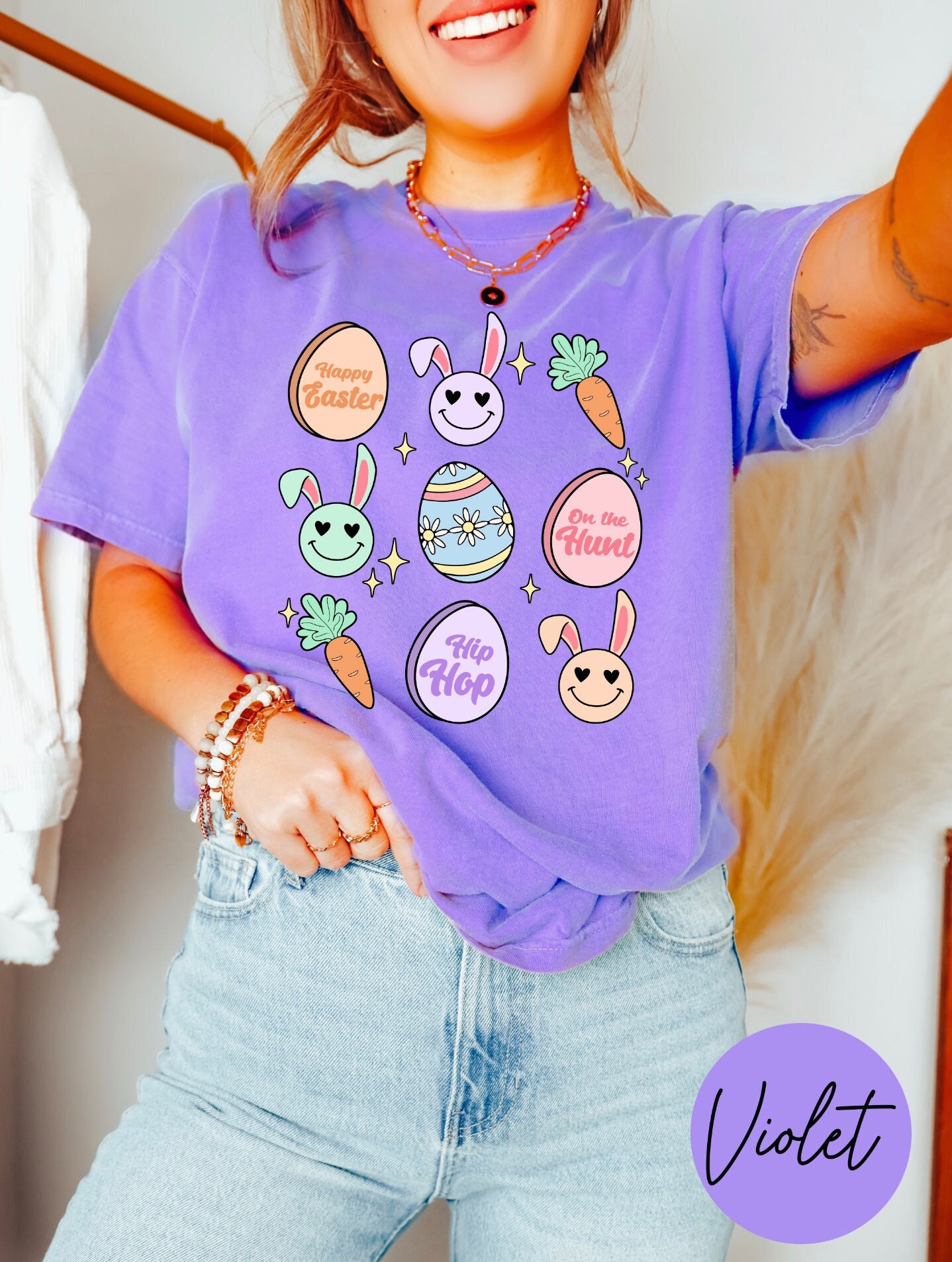 Cute Womens Easter Top, Funny Easter Shirt, Easter Bunny Comfort Color Shirt, Womens Cute Bunny Tee, Easter Rabbit Top Gift, Cute Easter Tee