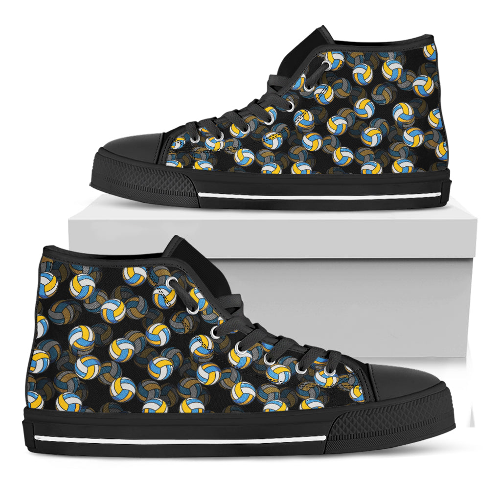 Volleyball Pattern Print Black High Top Shoes